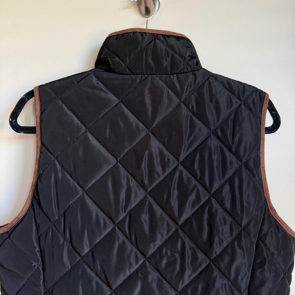 G.H. Bass Vest Womens Medium Black Quilted Zip Front Stand Collar Snap Pockets - Picture 6 of 10